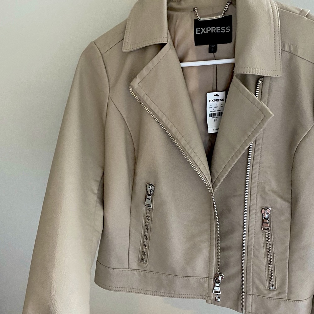 NWT Express Beige Leather Jacket